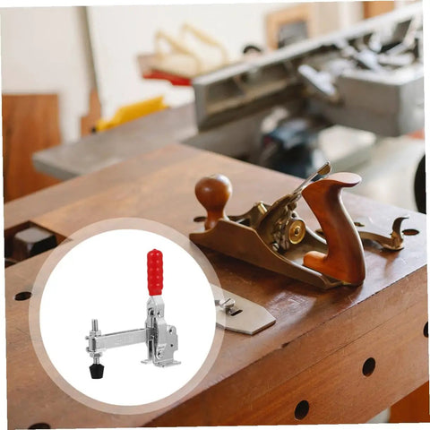 2 Pack Welding Toggle Clamps With Rubber Tip Quick Release Iron Clamps on woodworking bench