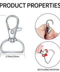 50 Piece Rock Solid Zinc Alloy Keychain Clips And D Ring Lanyard Hooks With Swivel Lobster Clasps Rust Proof Hardware close-up of clip features