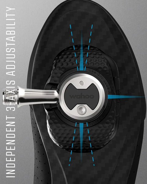 Top view of Speedplay AERO Pedal System with Aero Profile Design to cut through wind, showing 3-axis adjustability on a shoe