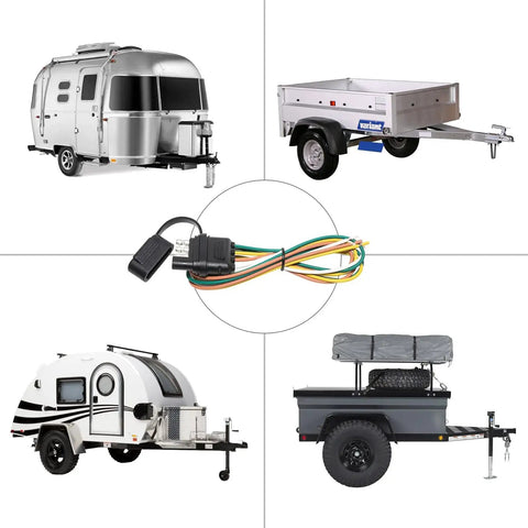 Image showcasing Straight Up Heavy Duty 25 Inch Four Way Flat Trailer Plug With Protective Dust Cover Male 4 Pin WiringHarness Cable.