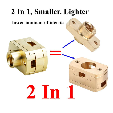 2 Pack 2 In 1 Lead Screw Nut With Oldham Coupling Upgrade Kit For 8mm Z Axis 3D Printer Brass Oldham Coupling