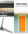 Bulletproof Heavy Duty Gate Hinges 4 Inch Galvanized Steel Strap Hinges For Outdoor Fence And Barn Doors Tight Build 4 Piece No Sweat Installation Kit on a kitchen cabinet.