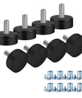 M6 Thread Furniture Feet Levelers 8 Pieces Anti Slip Adjustable Leveling Feet Screws With Galvanized Steel And Black Rubber Base