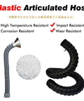 Flexible Welding Fume Extractor Arm With Adjustable Hood And Killer Suction Power For Tough Workshop Dust Cleanup That Clears The Bench Smoothly Without Drama, plastic articulated hose, high temp resistant, impact resistant.