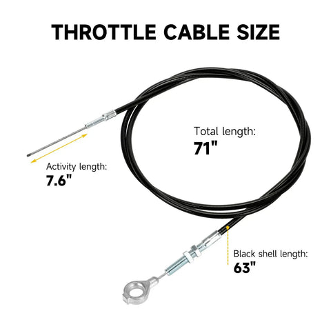 71 Inch Throttle Cable For Go Karts Compatible With Predator 212cc 196cc GX160 GX200 Engines shown with cable length details