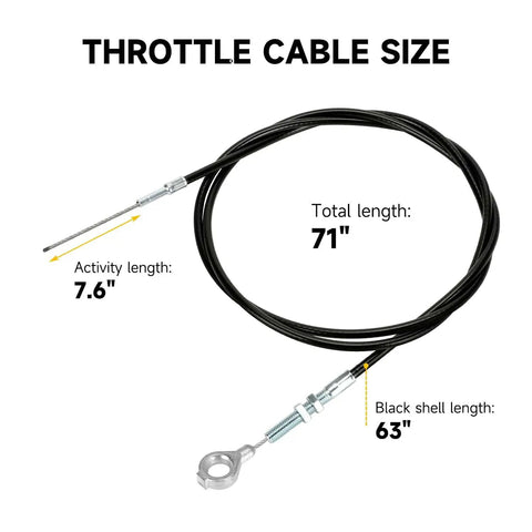 71 Inch Go Kart Throttle Cable Kit For Predator 212 196cc GX160 GX200 6.5HP Engines with dimensions and length details
