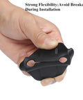 Flexible black door lock trim cover for Jeep Wrangler JL JLU 2018 2026 and Gladiator JT, held in hand, showing anti-break design.