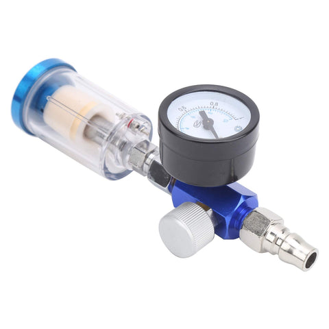 Mini Air Filter Water Separator with Pressure Gauge and Manual Drain One Quarter Inch Line Regulator for Spray Pneumatic Gun