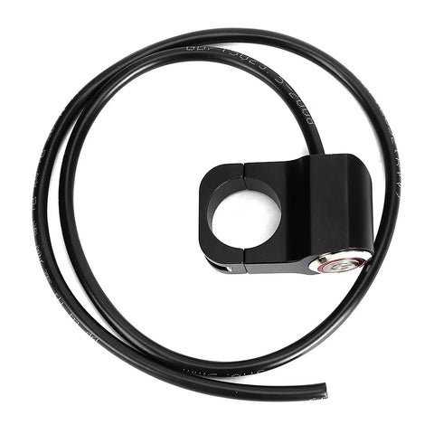 Ride Ready 12V Stainless Steel LED Spotlight Handlebar Switch with Red Indicator Light, 25mm Mount, and Wiring