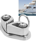 316 Stainless Steel Cam Cleat With Ring Fairlead For 3 To 12mm Rope front view near yacht, durable marine anchor cleat