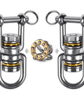Heavy Duty Swing Swivel 360 Degree Rotation In Stainless Steel For Tree Swings Aerial Yoga And Hammock Chairs Built Tough Ultra Smooth Safe 770 LB Capacity 2 Pack, showing two swivels with ball bearings