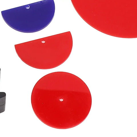 Rock Hard ABS Scribing Jig Set For Bulletproof Cabinet Install And Perfect Wall Contours With Rapid 15 To 20mm Adjustments red and purple plastic jigs on white background