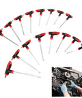 Top Notch 16 Piece Pro T Handle Hex Key Wrench Set With Ball Ends For Tight Spots Heavy Duty Chrome Vanadium Steel Tools Perfect For Auto Repair And Home Boss Jobs No More Stripping Screws, 16-piece T-handle set on white