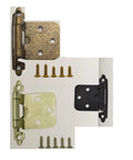 Two Pack Cupboard Door Flush Hinges with screws in retro green for overlay cabinets, smooth soft close operation, durable steel