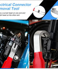 Heavy Duty 11 Piece Electrical Disconnect Pliers And Wire Stripper Kit With Hose Clamp Tool, curved and straight heads for connector removal.