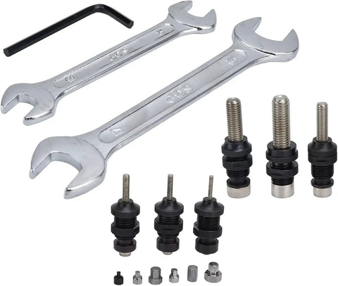 Pneumatic Rivet Nut Setting Kit For M3 To M12 Nuts, Air Powered Riveter Gun components, wrenches and adapters displayed
