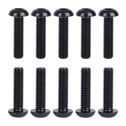 Front view of Titanium Water Bottle Cage Bolts Torx M5x20mm Set Of 10 Black Gr5 Bike Screws for secure lightweight mounts.