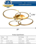 Modern 76W LED Chandelier Four Ring Flush Mount Ceiling Light Round Acrylic Ceiling Lamp for Living Room Bedroom Dining