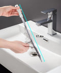 Heavy Duty Flexible Drain Snake Brush For Kicking Clogged Sink And Tub Pipes Clear, 17.4in brush removing hair from sink.