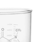 Close-up of Two Pack Beaker Mugs With Handles, 16 Oz Caffeine Molecule Glass Coffee Cups, Clear Borosilicate Graduated Beaker Mugs For Tea.