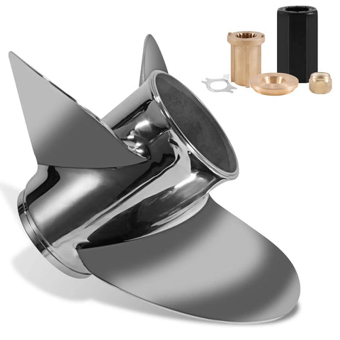 Stainless Steel Outboard Boat Propeller 13.5 By 15 Right Hand Rotation 3 Blade 15 Tooth For Mercury Engines 40 140HP Hub Kits Included