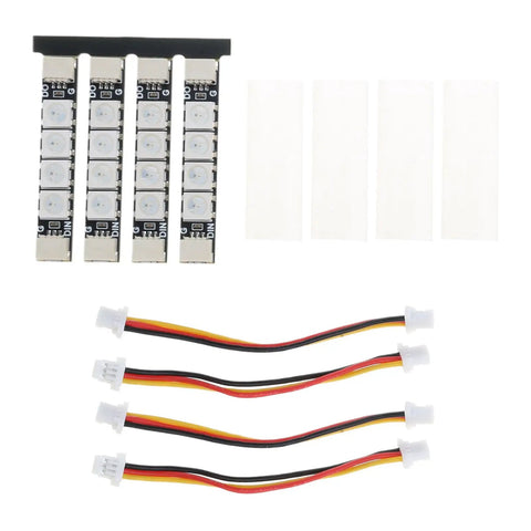 Programmable 2812 LED Arm Light Kit For FPV Drones, 4 Piece Strip Lights, connectors, and mounting strips for night ops