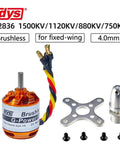 D2836 Beefy Brushless Outrunner Motor Series For 2 To 4S LiPo Multicopter Quad Copter And Fixed Wing RC Aircraft With 4.0mm Shaft And Banana Plug Adapters, 1500KV 1120KV 880KV 750KV Options For High Performance UAV Power, showing components