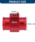 Straight Up Heavy Duty 12V 24V Universal Water Temp Sensor Kit showing red 1/8 NPT adapter, measuring 38mm.