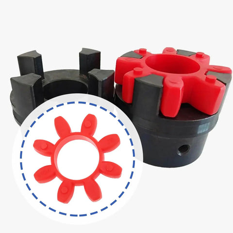 GR24 Jaw Coupling Spider Insert Kit, 2 Pack, 55 Mm OD Hub And 27 Mm ID Pocket, Red Polyurethane Elastomer For Torque Transmission And Shock Damping, Compatible With KTR Rotex 24 black and red jaw coupling spider inserts