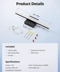 Slim 16 Inch LED Vanity Light Bar Over Mirror For Restroom IP44 Waterproof 9W Cool White 6000K Non Dimmable Makeup Lighting Fixture components
