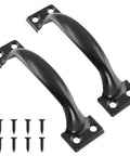 Set Of 2 Black Gate Handle Pulls 4.8 Inch Outdoor Garage Door Pull Handles With Screws Included, Retro Style Black Coated Pulls