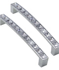 Crystal U Shaped Drawer Pull Handles in Bright Chrome with Screws for furniture, 2 pack detail view