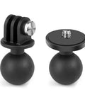 Two Pack 1 Inch Ball Head Mounts With One Quarter Inch Twenty Threaded Stud For GoPro Hero Series AKASO Insta360 DJI Osmo Action Cams Compatible With RAM Ball Head Mount B Size Double Socket Arm And Tripod Adapters, black mounts with 1-inch ball and threaded stud
