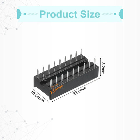 DIP IC Socket Adapter Kit 26 Pieces Set With 18 Pin 7.62mm Row Pitch And 2.54mm 0.1 Inch Pitch shown with dimensions.