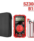 Pro Grade Digital Multimeter SZ308 With LCD Display For Accurate AC DC Voltage Current Resistance And Diode Testing Includes Leads And Manual Red Case