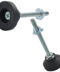Heavy Duty M10 Thread Adjustable Furniture Leveling Feet Solid Steel Nylon Legs With Thick Rubber Bottoms To Kick The Wobble Off Tables Chairs And Cabinets Set Of 4 Pieces, featuring rubber pads and threaded steel mounts.