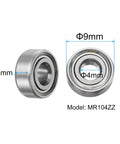 MR104ZZ Deep Groove Ball Bearing 4x10x4mm Chrome Steel Double Shielded ABEC 3 P6 for small machinery projects, view with dimensions