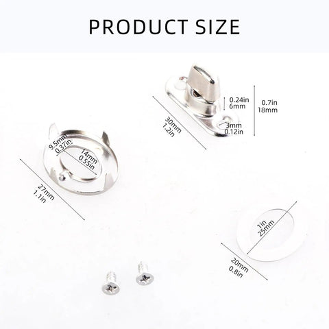 Professional Grade Alloy Twist Fastener Turn Button Kit With Complete Assortment Of Mounting Screws For Boat Upholstery And Furniture Builds Rock Solid Marine Hardware Variety Pack with detailed size measurements
