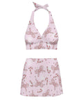 Two Piece High Waist Bikini With Cute Bow Ties And Back Cutout Yacht Ready Swimsuit With A Flirty Side Slit Mini Skirt Adjustable Straps