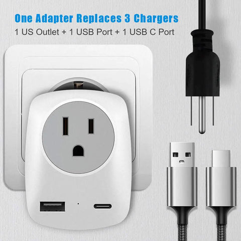 Europe Travel Plug Adapter With USB C Port Not For UK Wall Charger showing USB ports and EU plug design