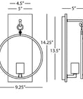 One Light Wall Sconce With Dark Antique Nickel Finish And Clear Seeded Glass dimensions drawing 4.5w x 13.5in with modern design.