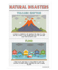 Five Natural Disasters Poster Set For Science Classrooms, 12 x 18 Inches Wall Charts For K 12 Teachers, Volcanic Eruption And Flood