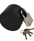Built Tough Door Knob Lockout Cover Keeps Spaces Locked Down With Zero Drama Blocks Knob Turning And Key Access Perfect For Travel Hotels Or Outdoor Faucets with black padlock and keys.