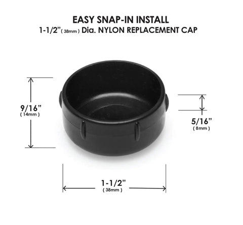 These Dang Tough Nylon Glide Caps For Wrought Iron And Metal Patio Furniture Are Heavy Duty Replacement Floor Protectors That Keep Your Deck Scratch Free And Totally Looking Fresh, 1-1/2 inch nylon cap.