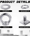 Product details of Six Piece M8 T Slot Bolt Kit With Heavy Duty Eye Bolts And T Track Mount Anchors, 304 stainless steel components