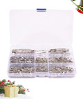 450 Pack Real Deal Iron Safety Clasp Pins For Crafting And Tailoring Mini Metal Clothing Fasteners in storage box.