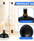 Top Shelf Heavy Duty 12 Pack Toilet Plungers Total Game Changer For Any Household With Rock Solid Extra Long Grip Handle And Insane Suction Power To Straight Up Crush Stubborn Bathroom Clogs Fast In Black, showcasing size dimensions and powerful suction capabilities.