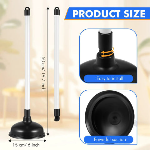 Top Shelf Heavy Duty 12 Pack Toilet Plungers Total Game Changer For Any Household With Rock Solid Extra Long Grip Handle And Insane Suction Power To Straight Up Crush Stubborn Bathroom Clogs Fast In Black, showcasing size dimensions and powerful suction capabilities.