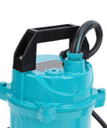 Top Shelf Stainless Steel Submersible Sump Pump For Basement Drainage Featuring Quiet 115V Motor, close-up of handle and inlet.