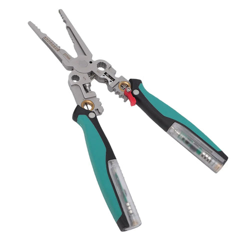Licavey 23 In 1 Multifunctional Wire Stripper Pliers With Detachable Non Contact Voltage Tester For Electrical Work, metal body, ergonomic grips.